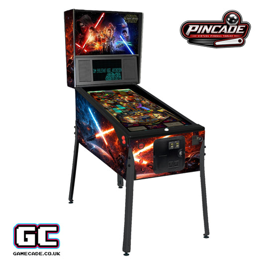 Gamecade Pincade 4K virtual pinball machine with full-size playfield