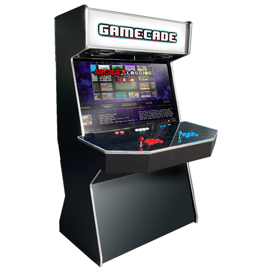 Gamecade arcade machine set up in an office or business space