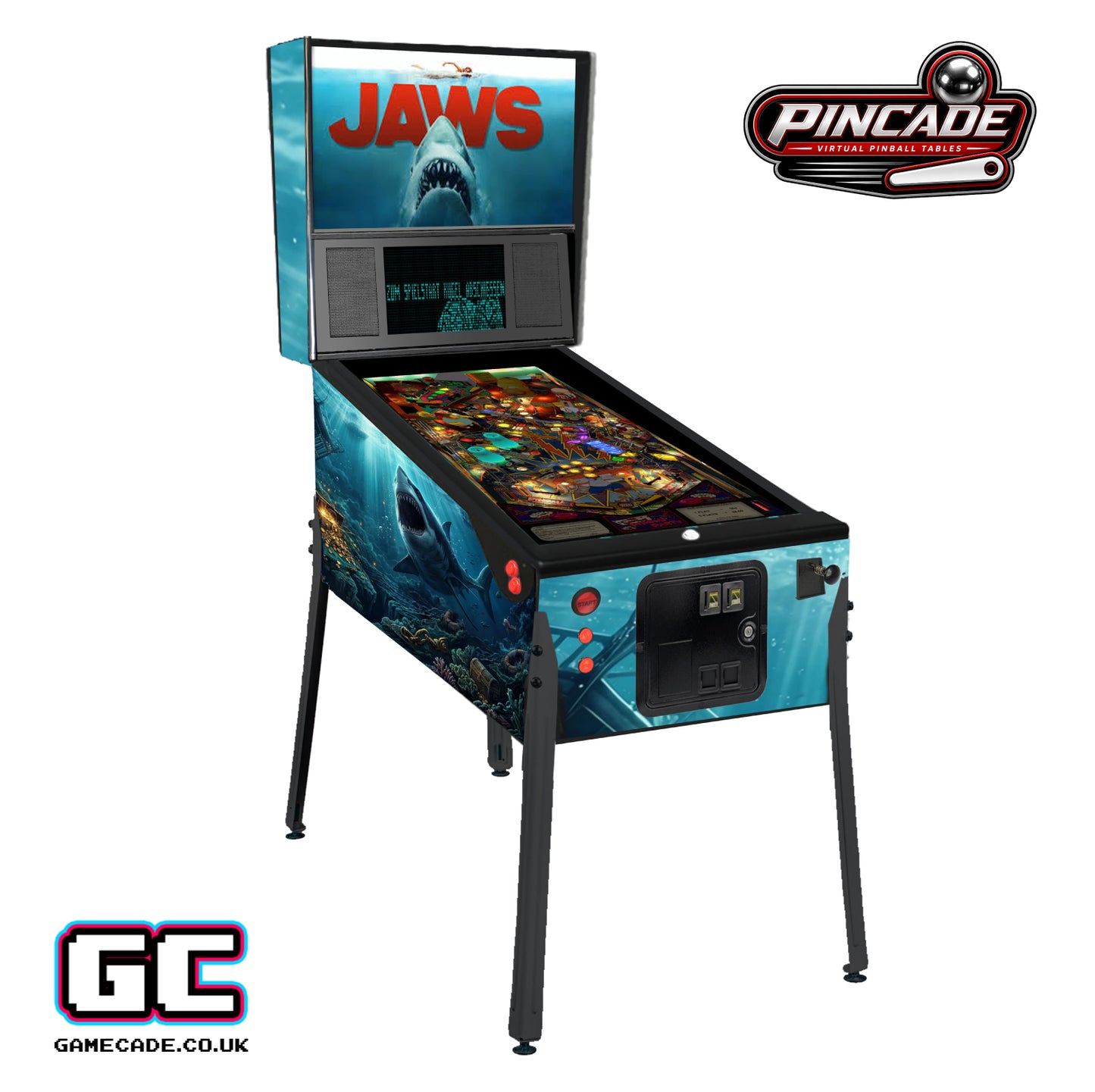 Gamecade Pincade 50" 4K Virtual Pinball Machine | 3 Screen | Full Size 1:1 | Digital Pinball 1200+
