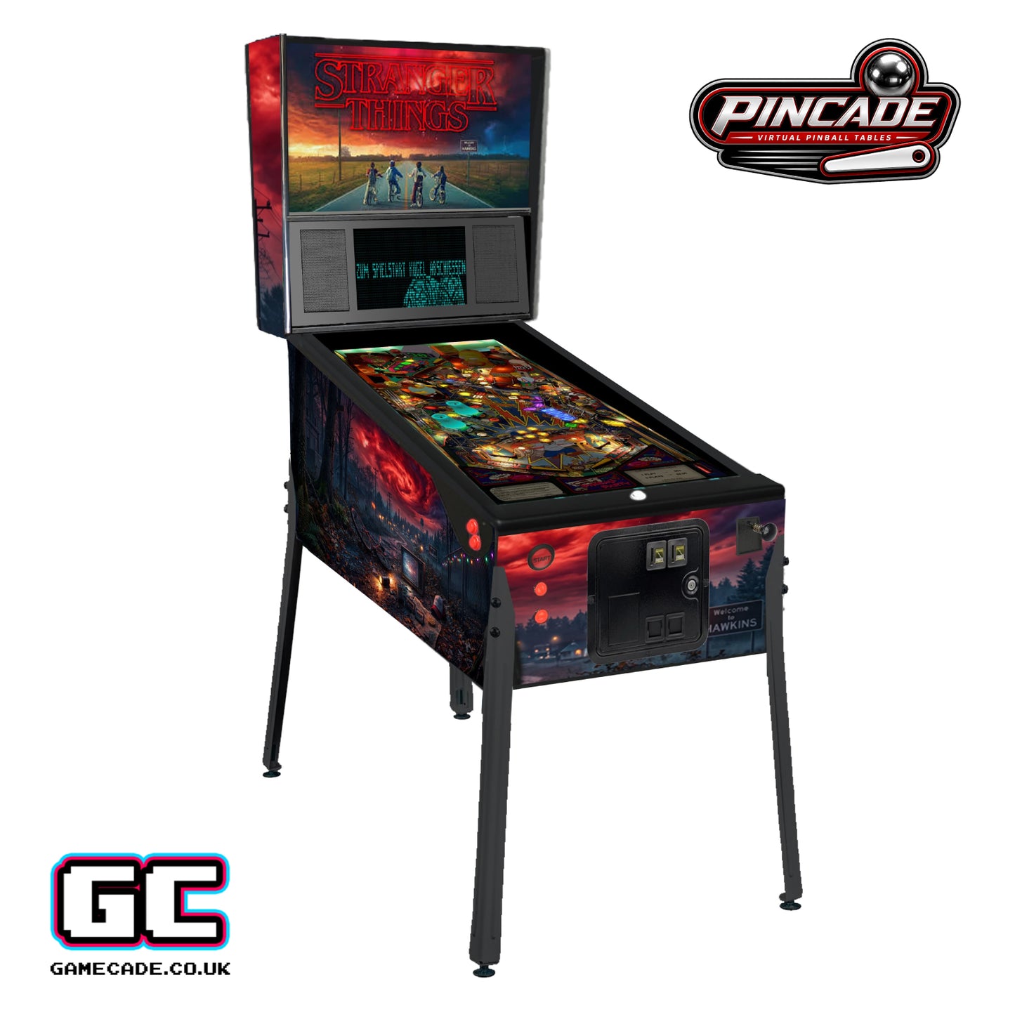 Gamecade Pincade 50" 4K Virtual Pinball Machine | 3 Screen | Full Size 1:1 | Digital Pinball 1200+