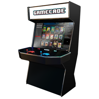 Gamecades signature 43" and 50" display Arcade entertainment systems. Also Available in 4-Player. Facing Right. Elevate your gaming space with Gamecade Arcade Machines!