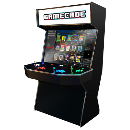 Gamecades signature 43" and 50" display Arcade entertainment systems. Also Available in 2-Player. Facing right. Elevate your gaming space with Gamecade Arcade Machines!
