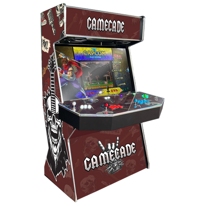 Rock & Roll Cade Gamecade arcade machine inspired by rock music, featuring vibrant music-themed graphics, custom LED lighting, and high-resolution display for an electrifying arcade gaming experience.