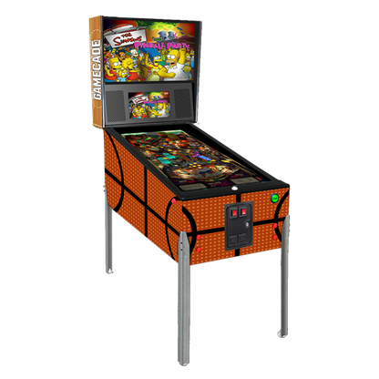 3 Pointer Gamecade virtual pinball machine inspired by NBA Jam, featuring basketball-themed graphics, vibrant LED lighting, and high-resolution playfield for an action-packed pinball experience