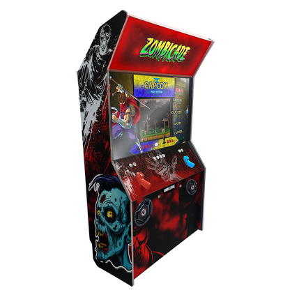 Gamecade:Shootercade, the ultimate home Lightgun Arcade machine! 43" and 50" display arcade systems. Also Available in 4-Player Models. Facing Right, Showcasing Zombicade. Transform Your Gaming space with Gamecade : Shootercade Lighgun Arcade Machines.