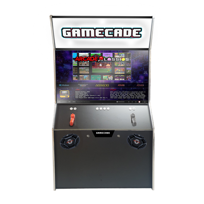 Gamecade:Shootercade, the ultimate home Lightgun Arcade machine! 43" and 50" display arcade systems. Also Available in 4-Player Models. Facing front. Transform Your Gaming space with Gamecade : Shootercade Lighgun Arcade Machines.