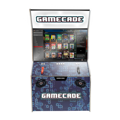 Gamecade:Shootercade, the ultimate home Lightgun Arcade machine! 43" and 50" display arcade systems. Also Available in 4-Player Models. Facing front, Showcasing ClassicSC Design. Transform Your Gaming space with Gamecade : Shootercade Lightgun Arcade Machines.