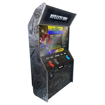 Gamecade:Shootercade, the ultimate home Lightgun Arcade machine! 43" and 50" display arcade systems. Also Available in 2-Player Models. Facing right, Showcasing Bulletcade. Transform Your Gaming space with Gamecade : Shootercade Lightgun Arcade Machines.