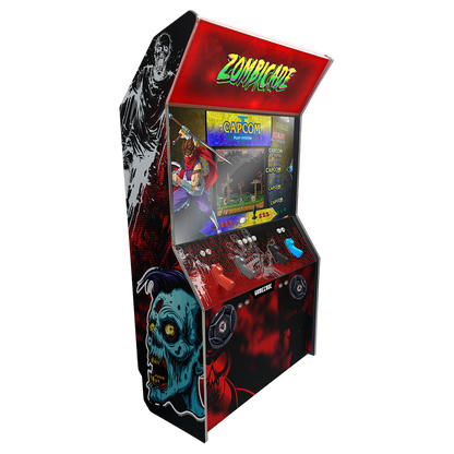 Gamecade:Shootercade, the ultimate home Lightgun Arcade machine! 43" and 50" display arcade systems. Also Available in 2-Player Models. Facing right, Showcasing Zombiucade. Transform Your Gaming space with Gamecade : Shootercade Lightgun Arcade Machines.