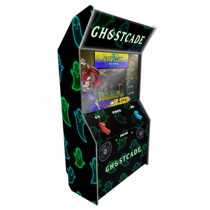 Ghostcade Shootercade light gun arcade machine inspired by Ghostbusters, featuring spooky-themed graphics, custom LED lighting, and immersive light gun gameplay for an exciting ghost-hunting arcade experience.