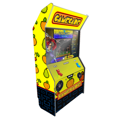 Maze Munch Shootercade light gun arcade machine inspired by Pac-Man, featuring classic maze and ghost-themed graphics, dynamic LED lighting, and interactive light gun gameplay for a fun and nostalgic arcade experience.