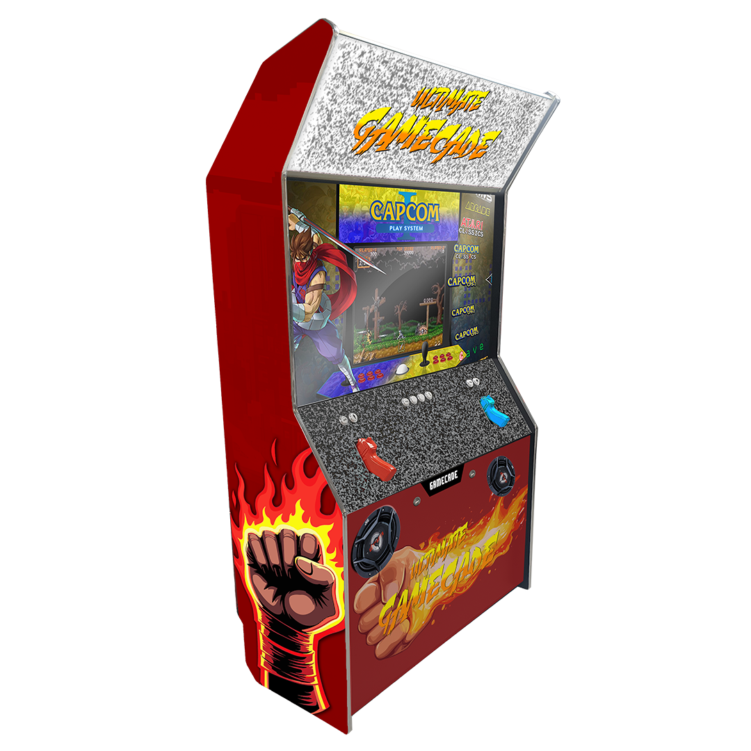 Fighter Cade Shootercade light gun arcade machine inspired by Street Fighter, featuring iconic fighting game graphics, dynamic LED lighting, and engaging light gun gameplay for an action-packed arcade experience.