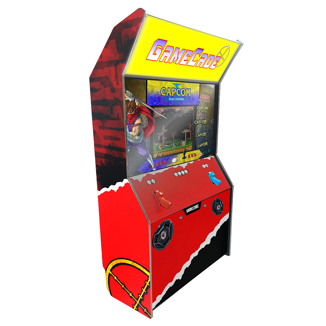 Time Assault Shootercade light gun arcade machine inspired by Time Crisis, featuring intense action graphics, dynamic LED lighting, and responsive light gun gameplay for a thrilling, arcade shooter experience.